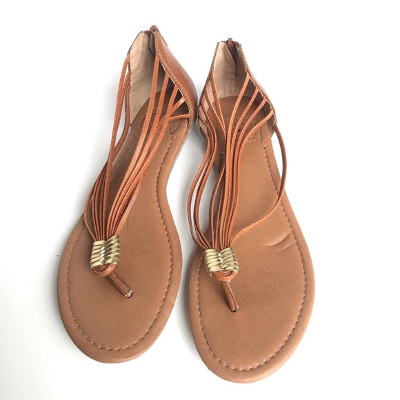 Lucky Brand Brown Leather Thong Sandals 10 M - Picture 2 of 5